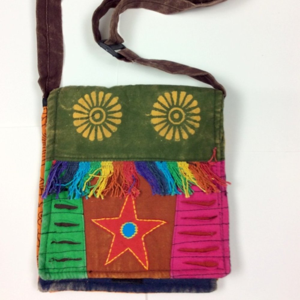 NEW Vintage Inspired Boho Handbag Green Flower